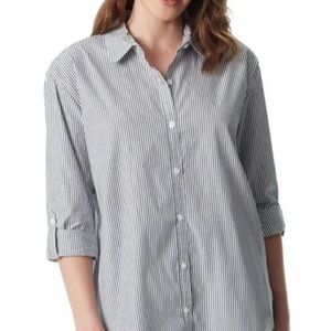 Gloria Vanderbilt Navy and White Striped Top XXL